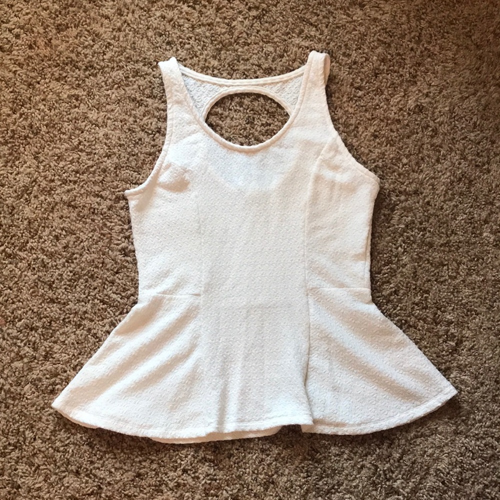 kirra cream peplum sleeveless top